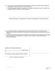 Form P4 Affidavit of Applicant for Grant of Probate or Grant of Administration With Will Annexed (Long Form) - British Columbia, Canada, Page 7
