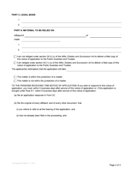 Form P42 Notice of Application (Spousal Home or Deficiencies in Will) - British Columbia, Canada, Page 2