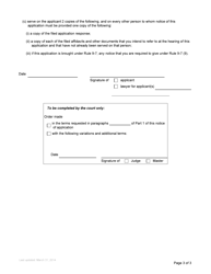 Form P42 Notice of Application (Spousal Home or Deficiencies in Will) - British Columbia, Canada, Page 3