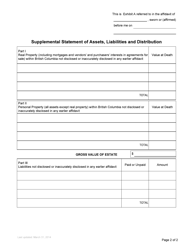Form P26 Supplemental Affidavit of Assets and Liabilities for Resealing - British Columbia, Canada, Page 2
