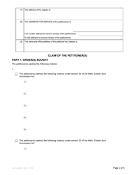 Form P43 Petition to the Court - Estate Proceedings - British Columbia, Canada, Page 2