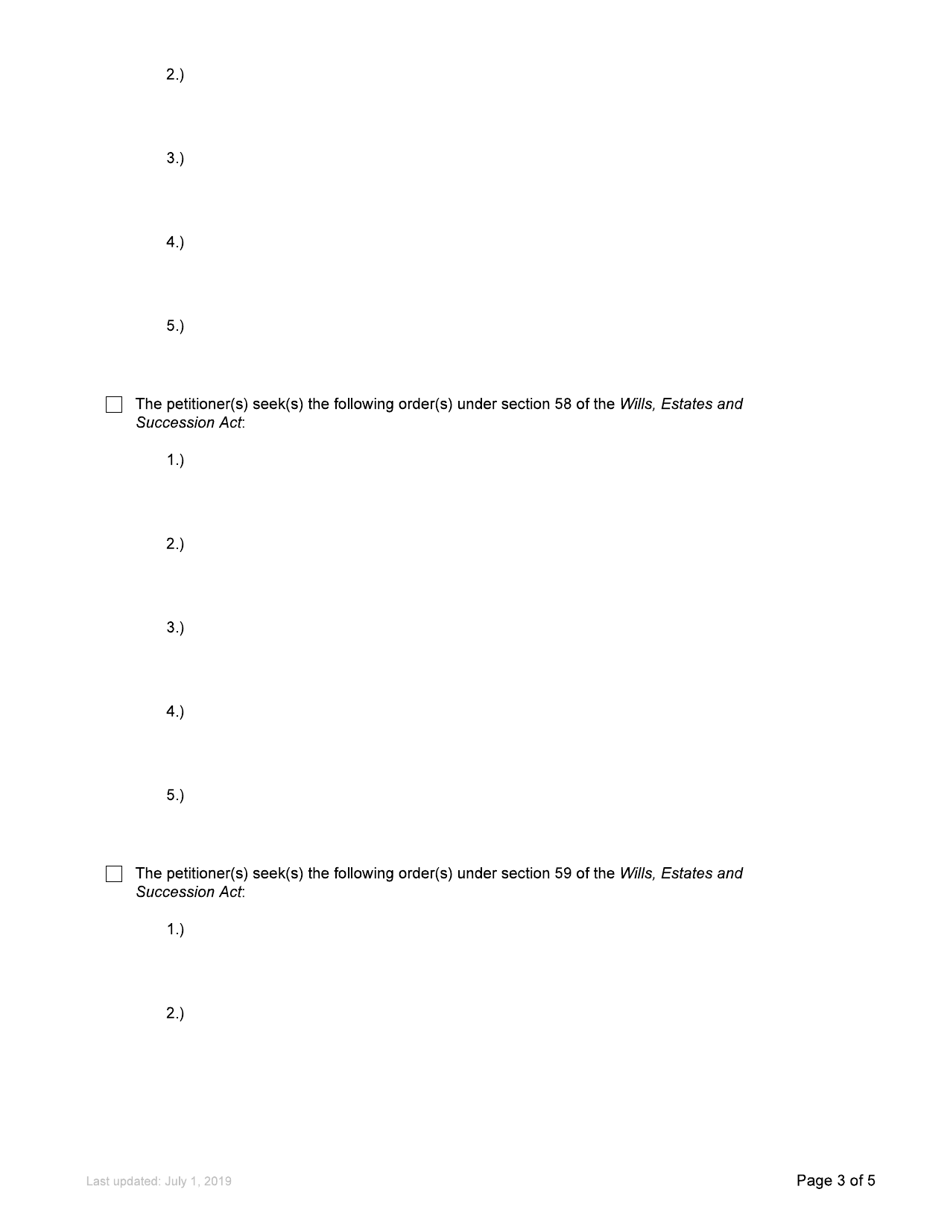 Form P43 Petition to the Court - Estate Proceedings - British Columbia, Canada, Page 3