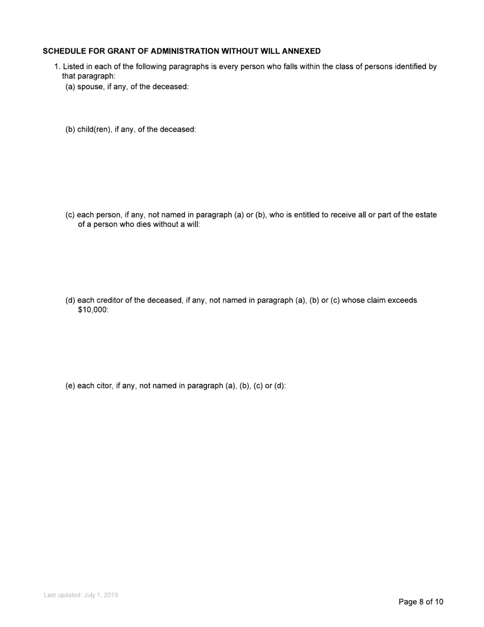 Form P2 Submission for Estate Grant - British Columbia, Canada, Page 8