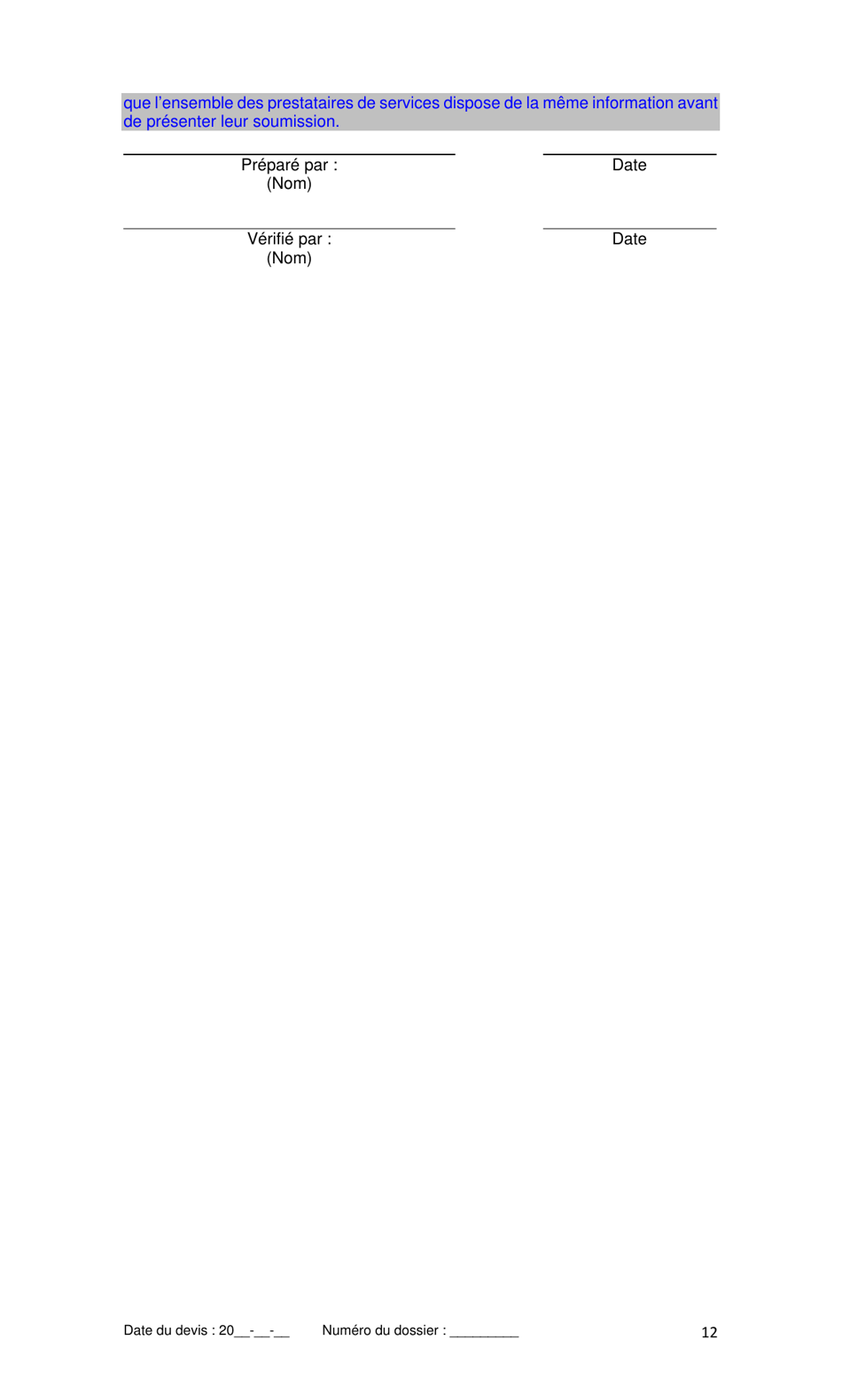 Devis Type De Services Professionnels - Elaboration Dun Plan De Securite - Quebec, Canada (French), Page 14