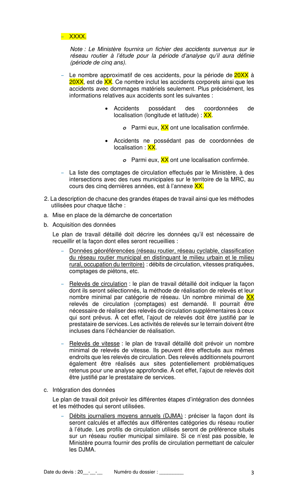 Devis Type De Services Professionnels - Elaboration Dun Plan De Securite - Quebec, Canada (French), Page 5
