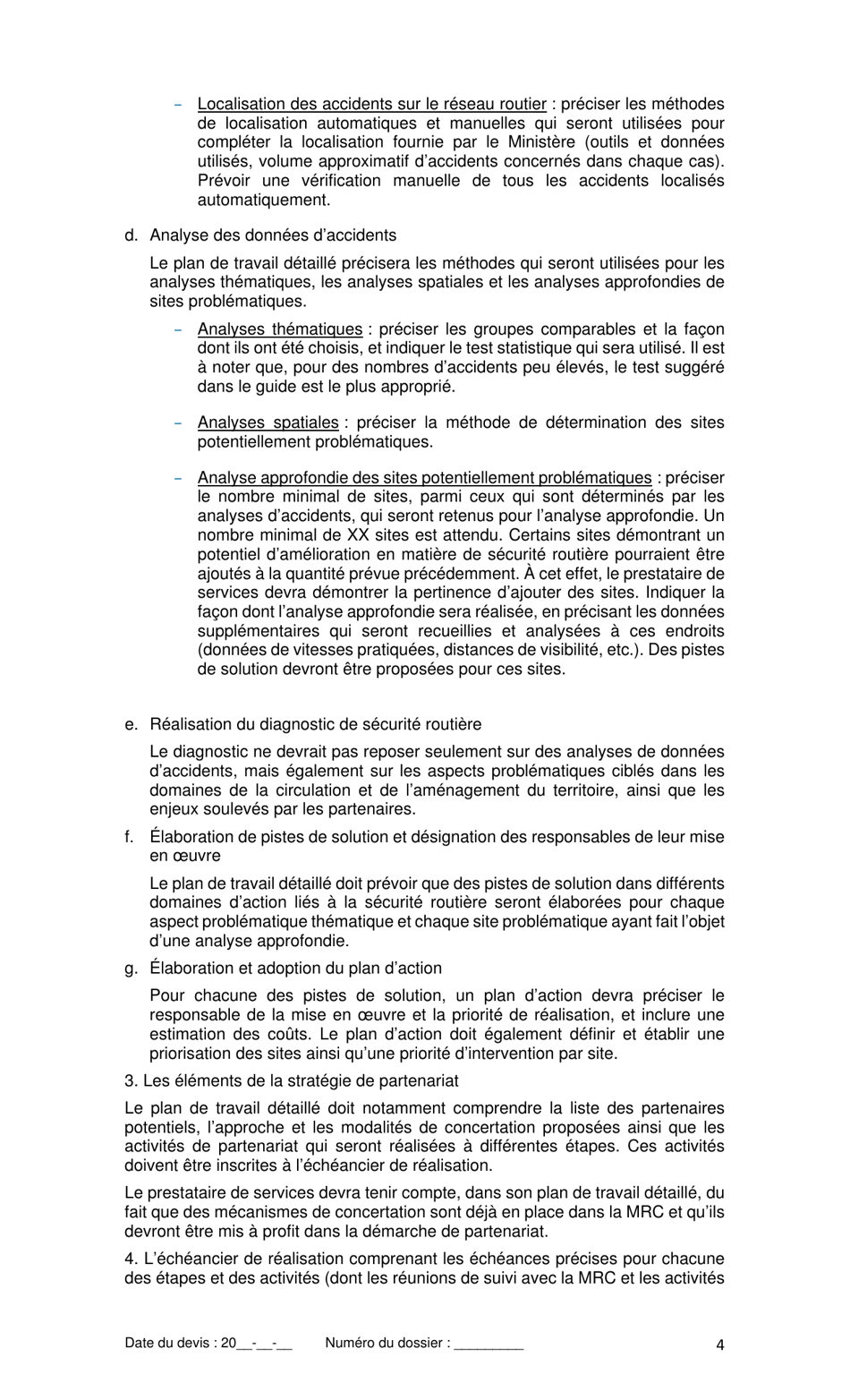 Devis Type De Services Professionnels - Elaboration Dun Plan De Securite - Quebec, Canada (French), Page 6