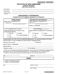 Form NHJB-2119-P Appearance or Withdrawal - New Hampshire