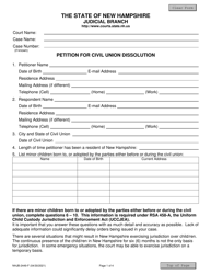 Form NHJB-2449-F Petition for Civil Union Dissolution - New Hampshire