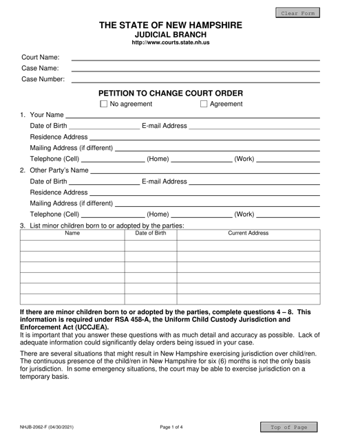 Form NHJB-2062-F  Printable Pdf