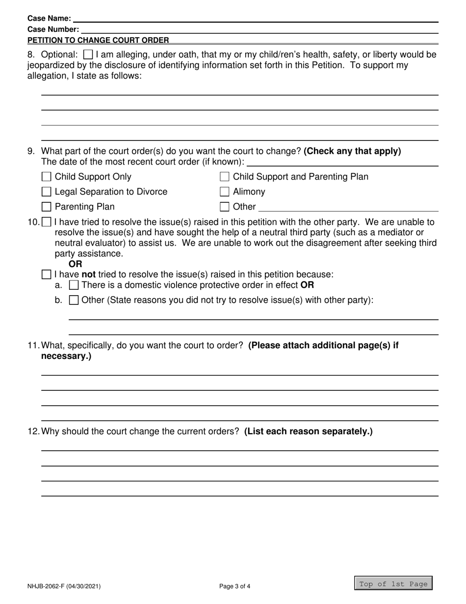 Form NHJB-2062-F Petition to Change Court Order - New Hampshire, Page 3