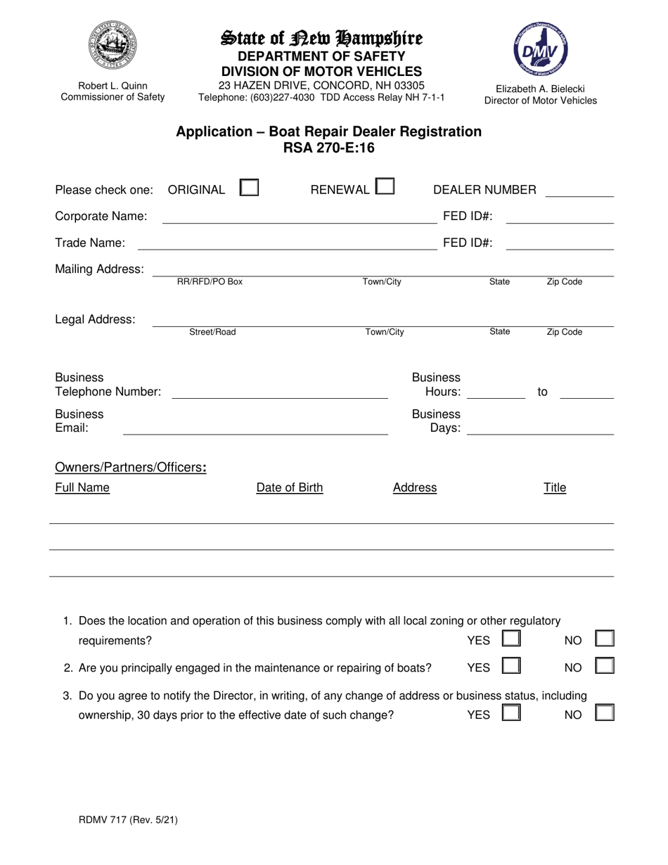 Form RDMV717 Download Fillable PDF or Fill Online Application - Boat ...