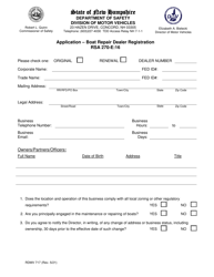 Form RDMV717 Application - Boat Repair Dealer Registration - New Hampshire