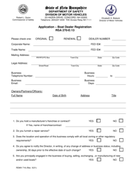 Form RDMV716 Application - Boat Dealer Registration - New Hampshire
