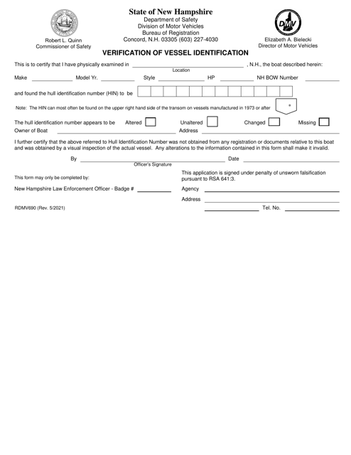 Form RDMV690  Printable Pdf