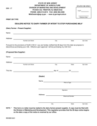 Form DDI-17 &quot;Dealers Notice to Dairy Farmer of Intent to Stop Purchasing Milk&quot; - New Jersey