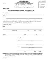 Form DDI-16 &quot;Dairy Farmer's Report of Intent to Change Dealers&quot; - New Jersey