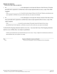 Form 10325 Civil Action Complaint (State Tax) - New Jersey (English/Spanish), Page 3