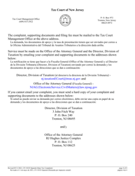 Form 10325 Civil Action Complaint (State Tax) - New Jersey (English/Spanish), Page 4