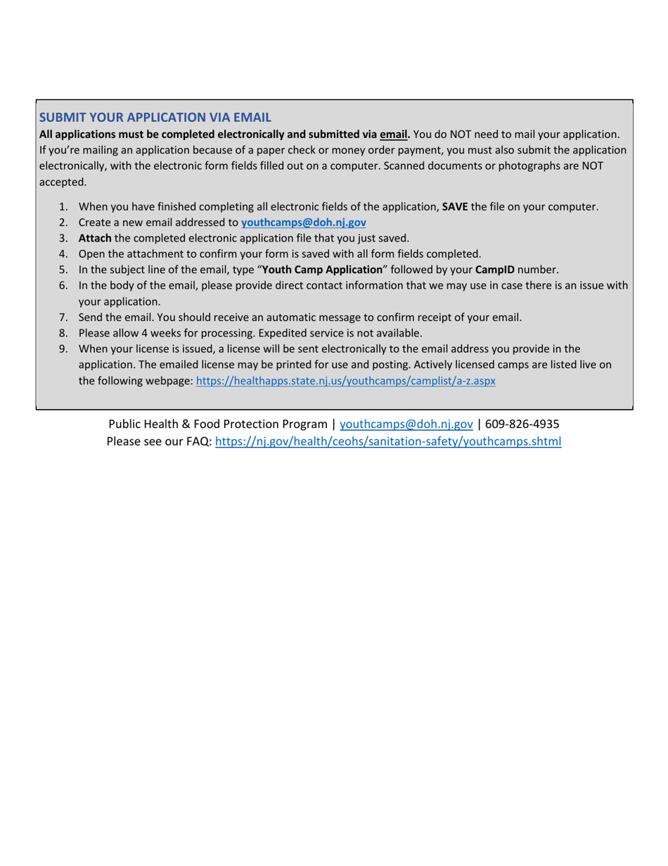 Form CB-14 Application for Certificate of Approval to Operate a Single Sport Youth Camp - New Jersey, Page 4