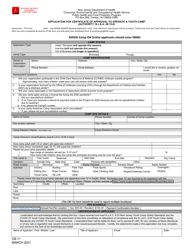 Document preview: Form CB-11 Application for Certificate of Approval to Operate a Youth Camp - New Jersey