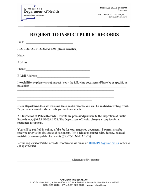 Request to Inspect Public Records - New Mexico Download Pdf