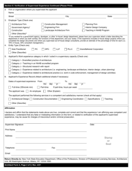 Architect Form 4 Verification of Supervised Experience - New York, Page 2