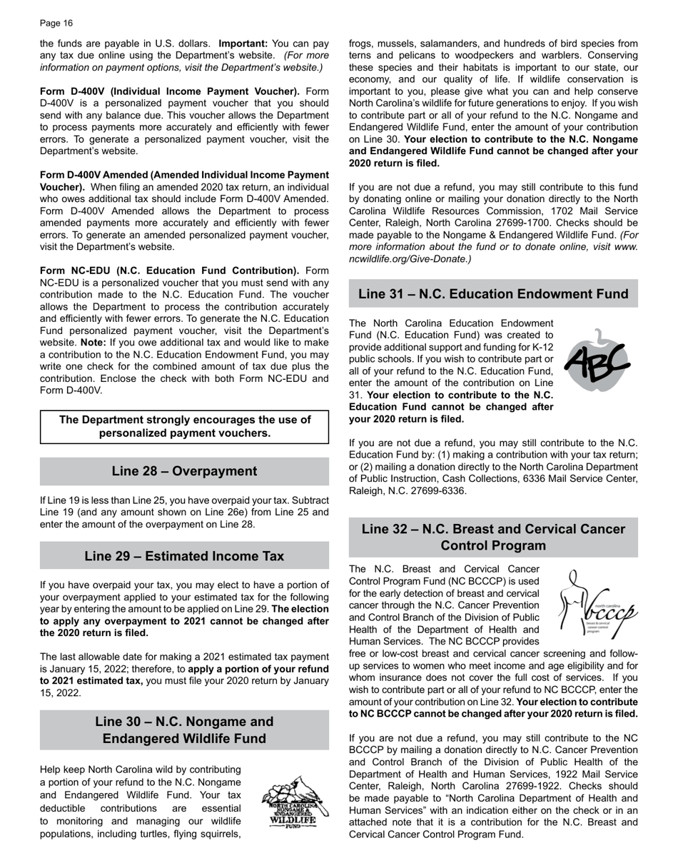 Instructions for Form D-400, D-400TC Schedule 3, A, AM, PN, PN-1 - North Carolina, Page 18