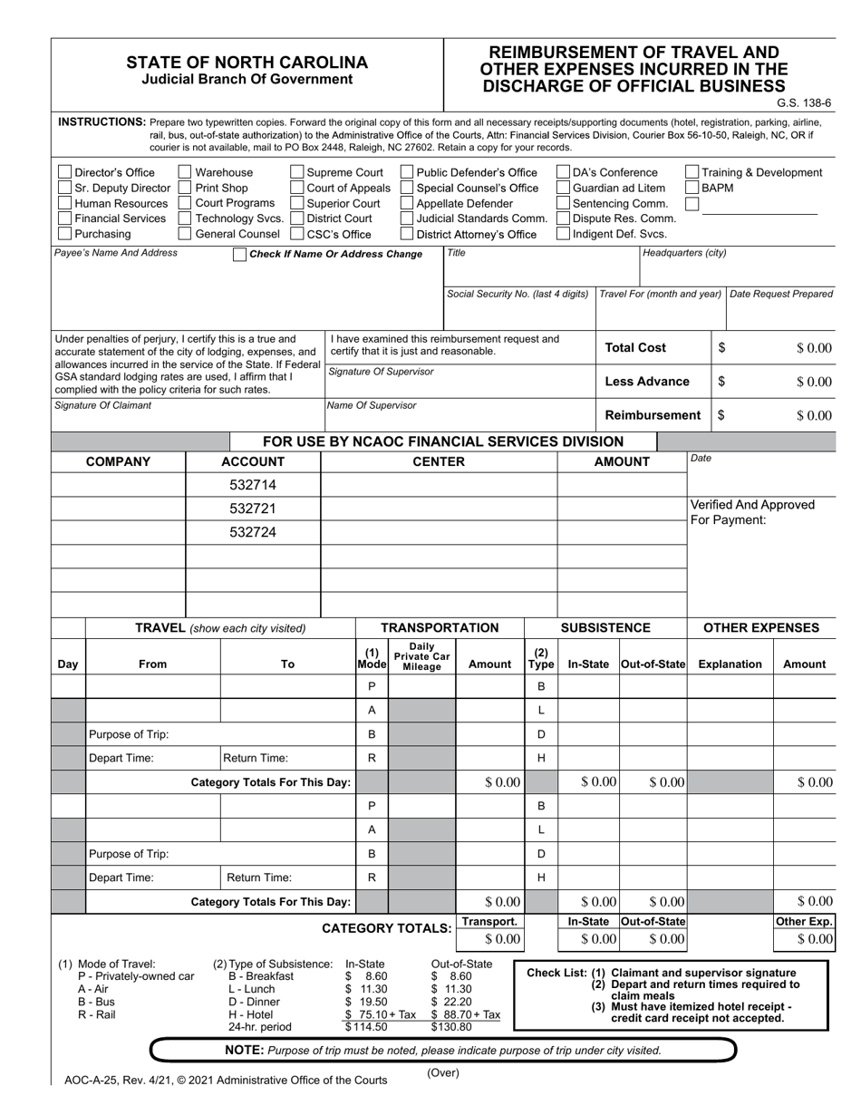 nc state travel reimbursement