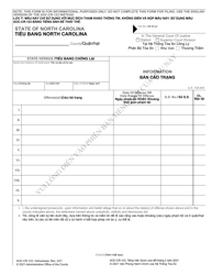 Document preview: Form AOC-CR-123 Information - North Carolina (English/Vietnamese)