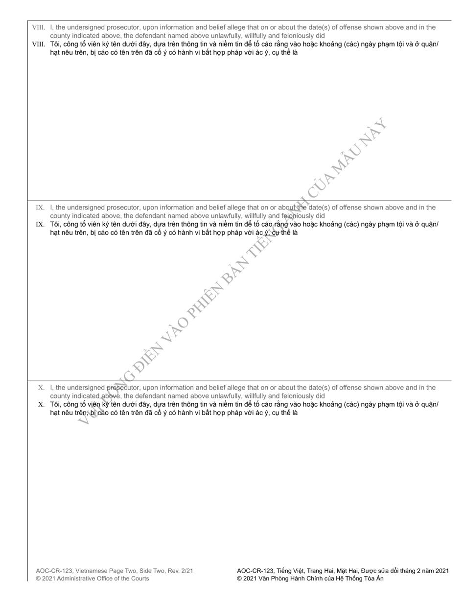 Form AOC-CR-123 Information - North Carolina (English / Vietnamese), Page 4