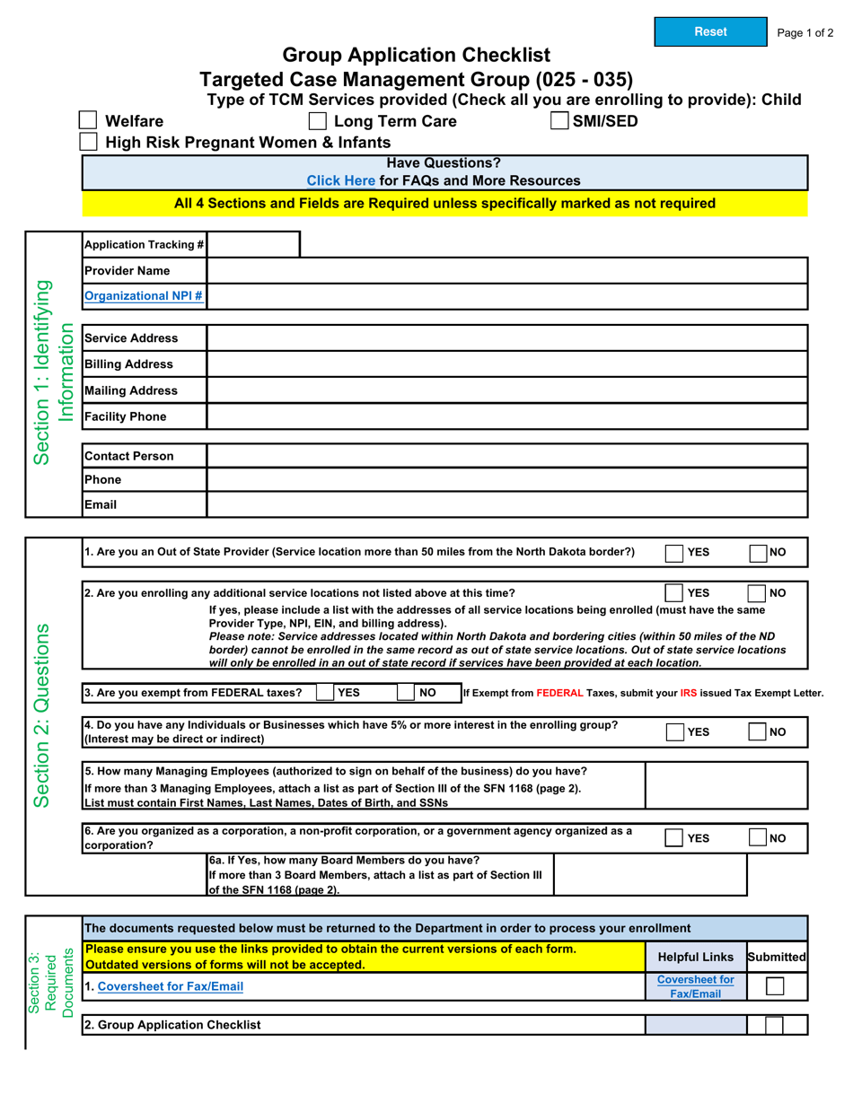 Targeted Case Management Application Checklists  Attestations - North Dakota, Page 14
