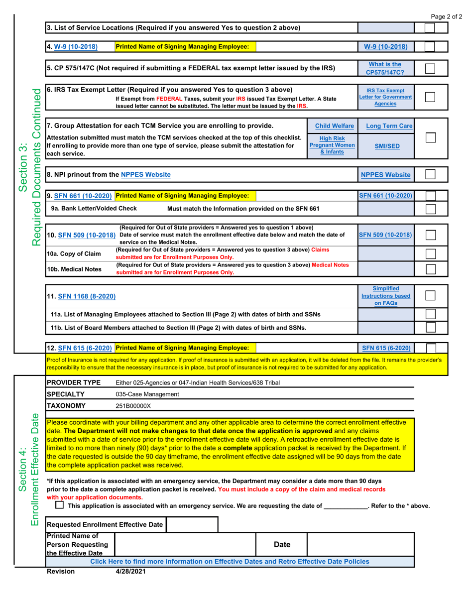 Targeted Case Management Application Checklists  Attestations - North Dakota, Page 15