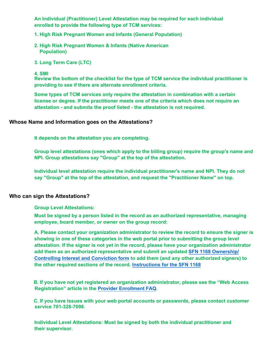 Targeted Case Management Application Checklists  Attestations - North Dakota, Page 22