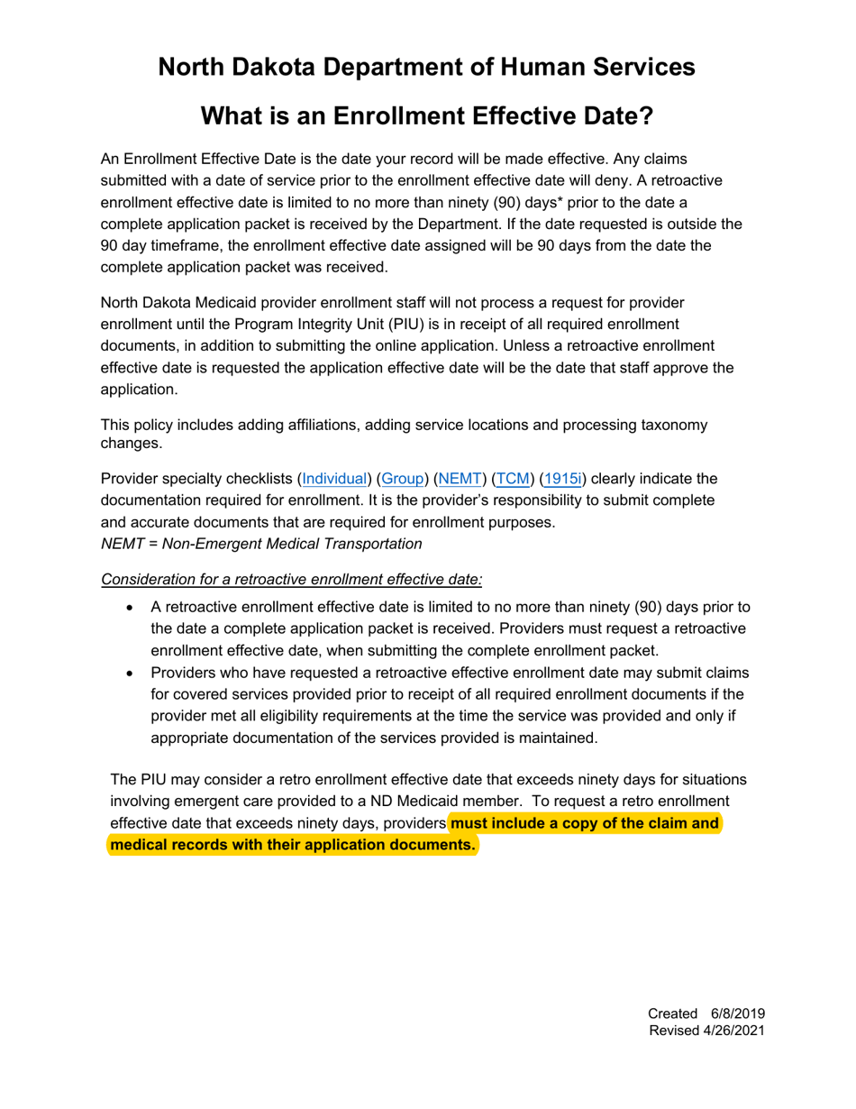 Targeted Case Management Application Checklists  Attestations - North Dakota, Page 28
