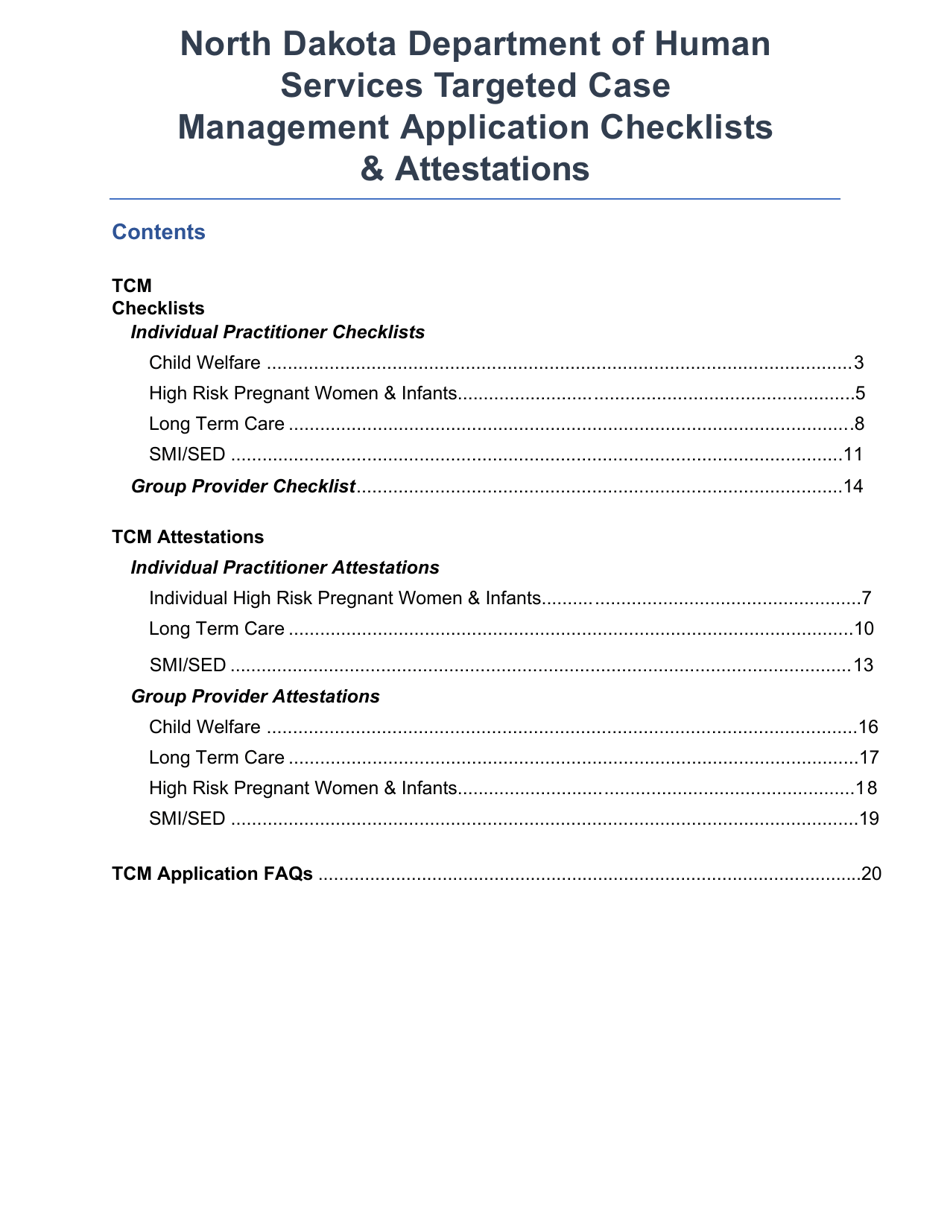 Targeted Case Management Application Checklists  Attestations - North Dakota, Page 2