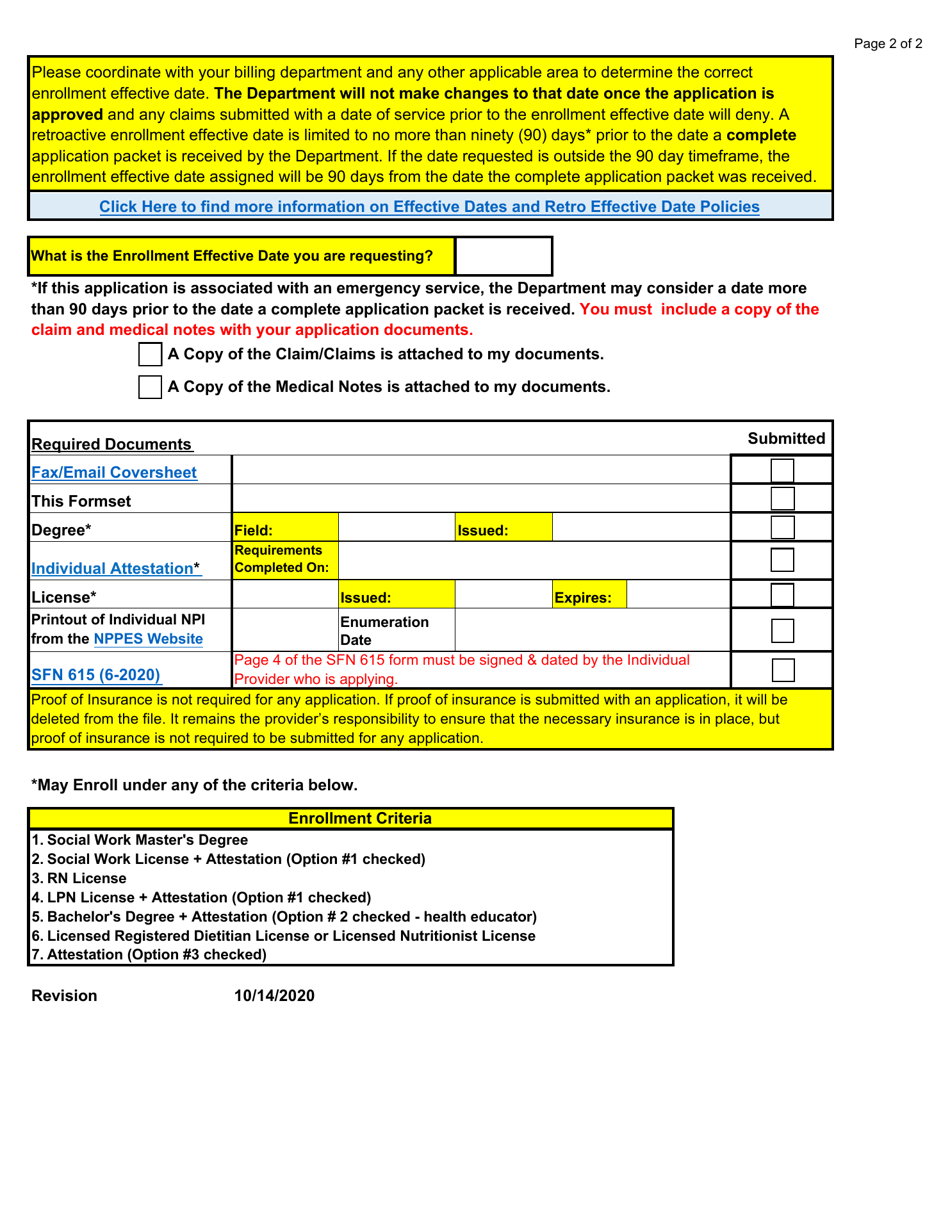 Targeted Case Management Application Checklists  Attestations - North Dakota, Page 6