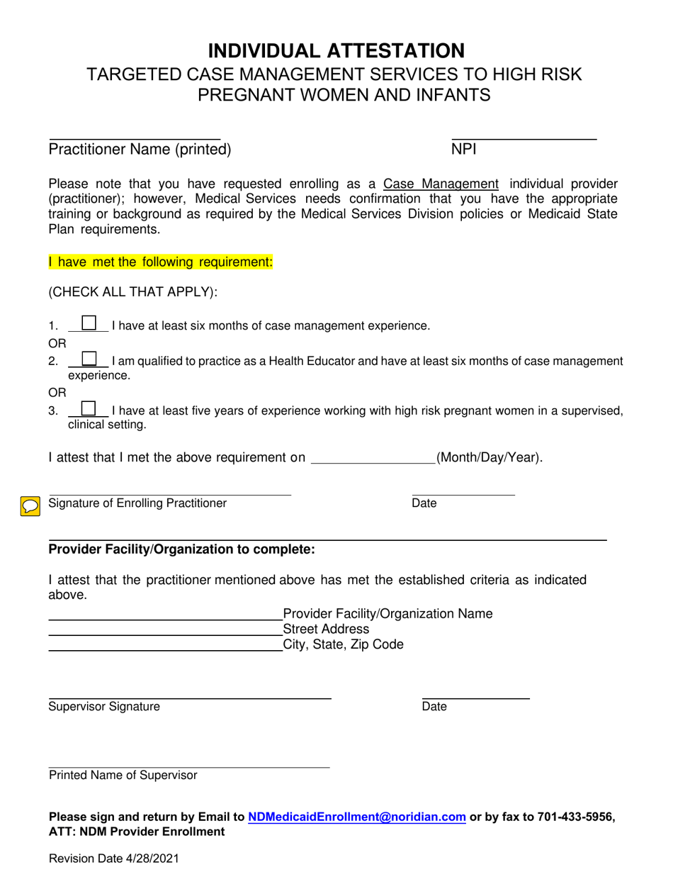 Targeted Case Management Application Checklists  Attestations - North Dakota, Page 7