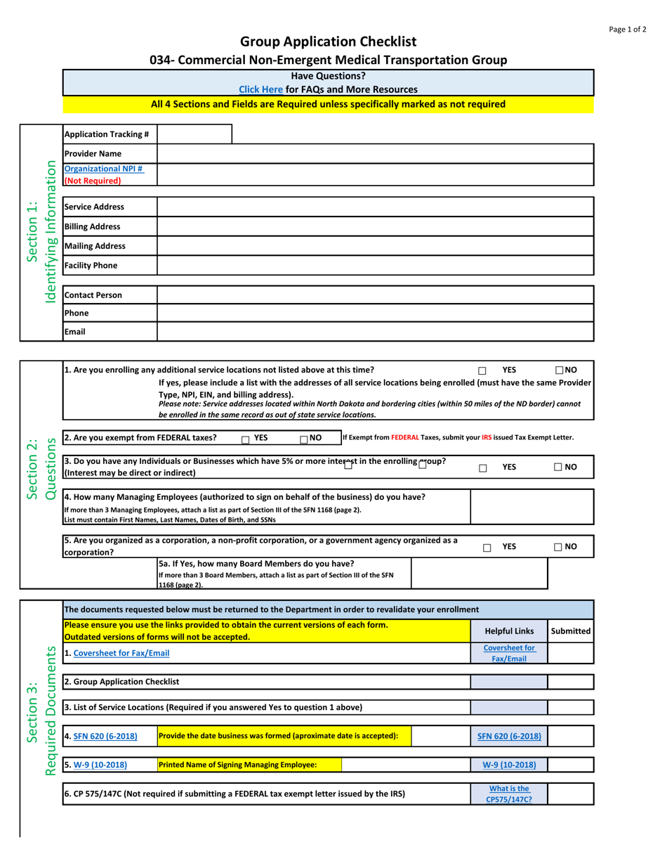 Non-emergent Medical Transportation Application Checklists - North Dakota, Page 5