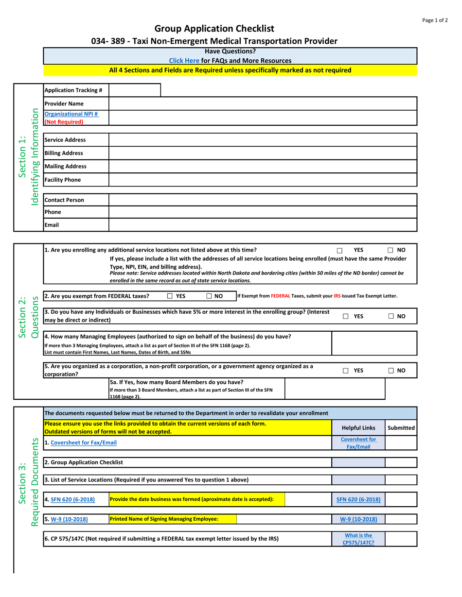 Non-emergent Medical Transportation Application Checklists - North Dakota, Page 7