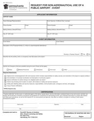 Document preview: Form AV-10E Request for Non-aeronautical Use of a Public Airport - Event - Pennsylvania