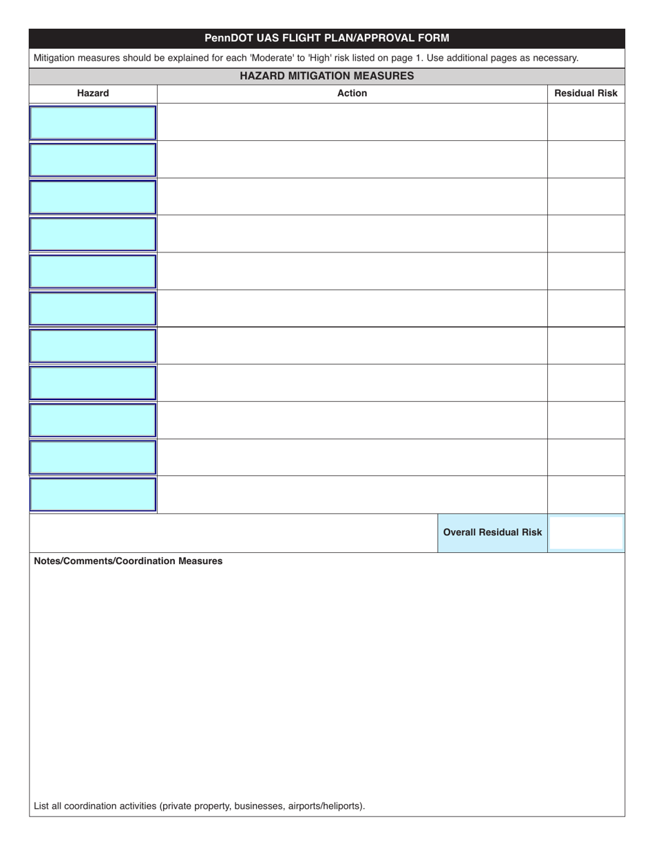 Form AV-14 Uas Flight Plan / Approval Form - Pennsylvania, Page 2