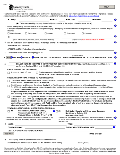 Form CS-4171  Printable Pdf