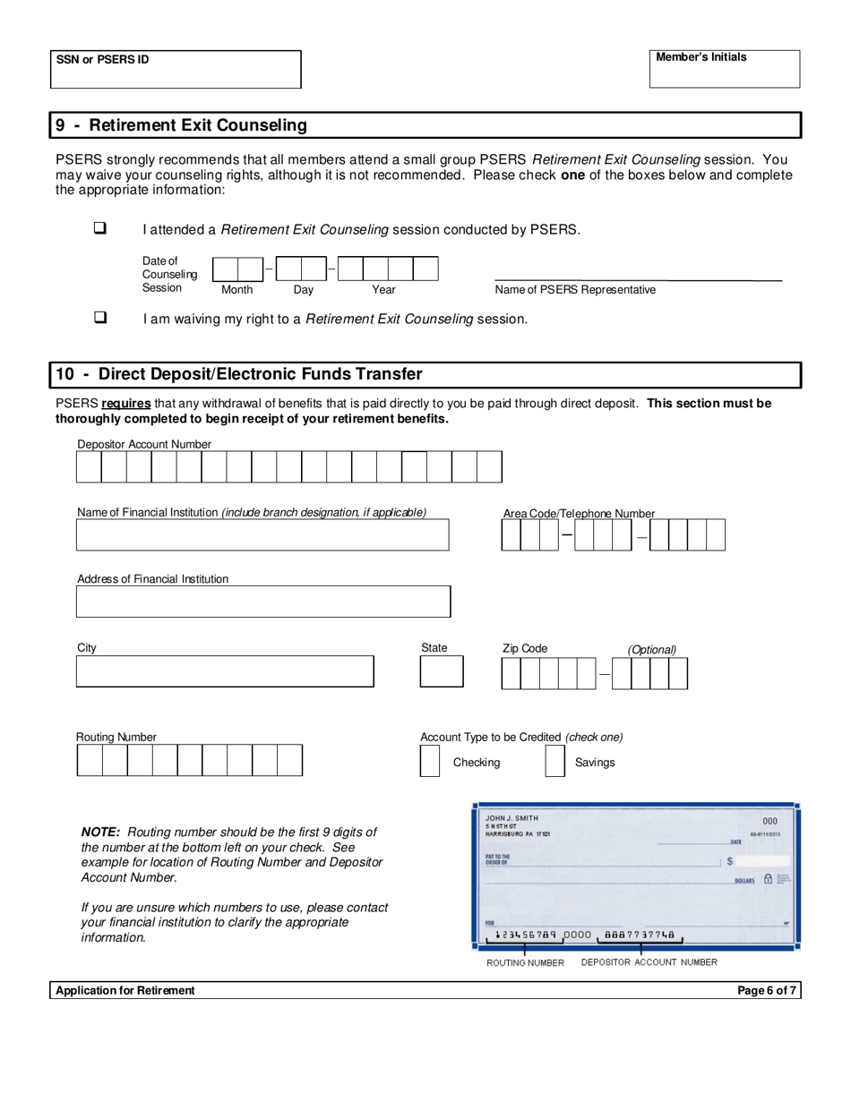 Form PSRS-8 Application for Retirement - Pennsylvania, Page 8