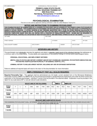 Form SP8-200B Psychological Examination - Pennsylvania