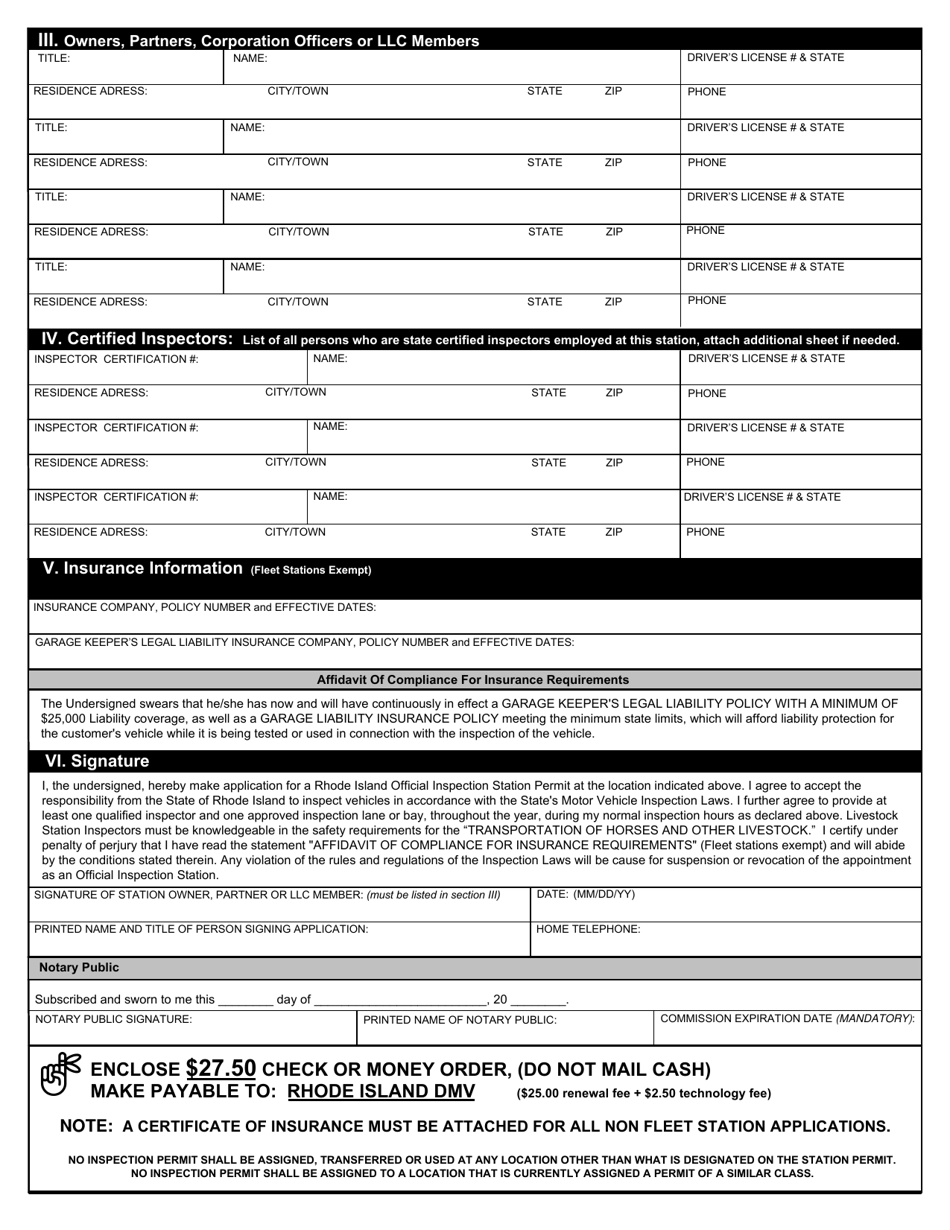 Rhode Island Inspection Station Application - Fill Out, Sign Online and ...