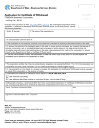 Form 154 &quot;Application for Certificate of Withdrawal for a Foreign Business Corporation&quot; - Rhode Island, Page 2