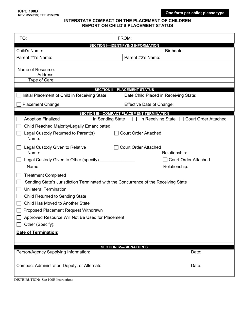 Form Icpc100b - Fill Out, Sign Online And Download Printable Pdf, South 