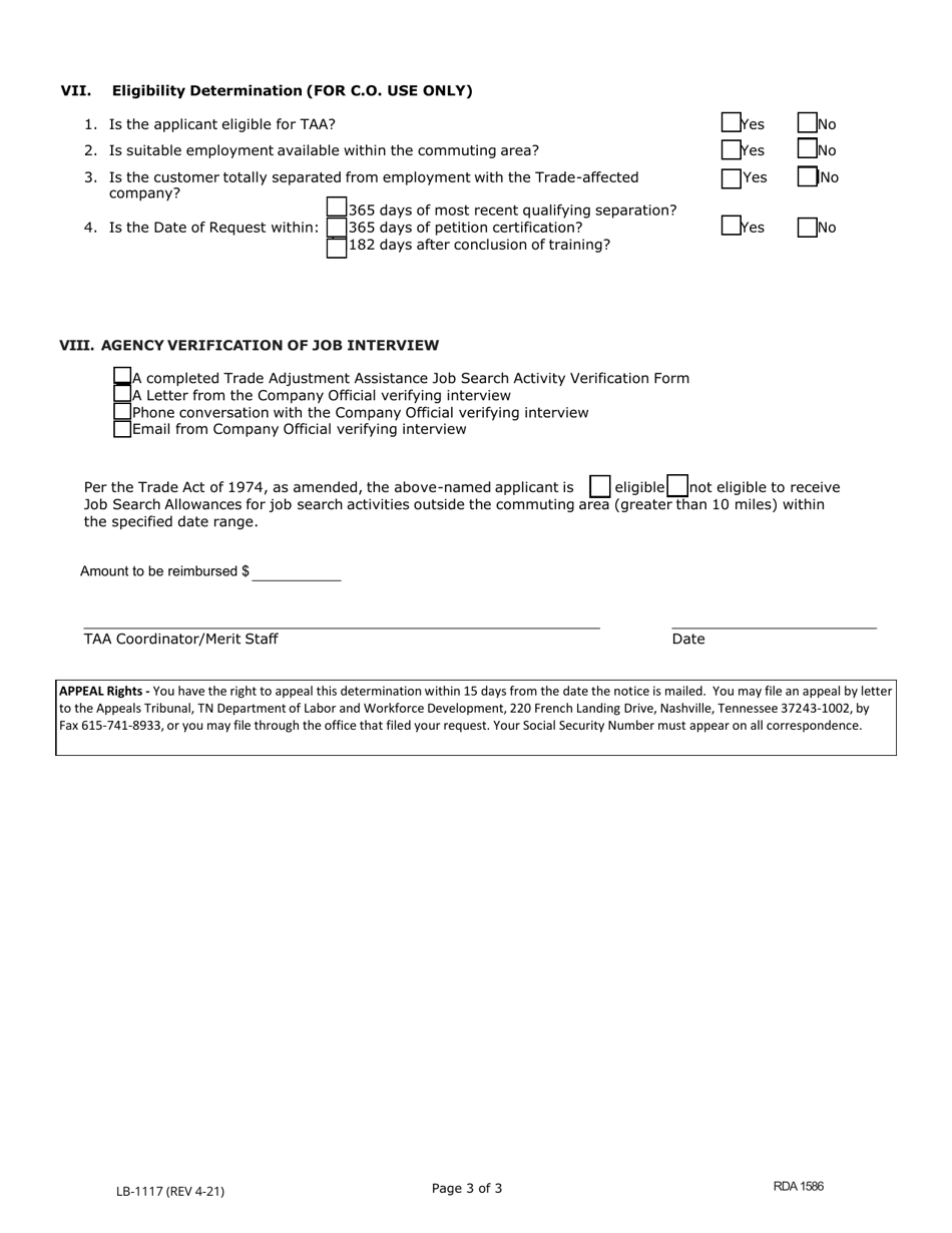 Form LB-1117 Download Fillable PDF or Fill Online Trade Adjustment ...