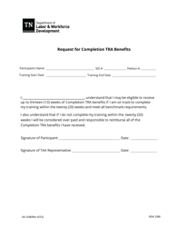Document preview: Form LB-1106 Request for Completion Tra Benefits - Tennessee