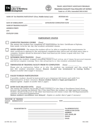Document preview: Form LB-0785 Training Facility Taa Follow-Up Notice - Tennessee